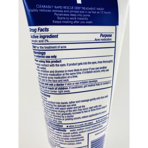 Clearasil Rapid Rescue Wash Deep Treatment 2% Salicylic Acne Face Wash Cleanser - Picture 4 of 7